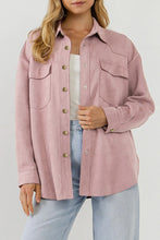 Load image into Gallery viewer, Suede Snap Front Dropped Shoulder Jacket
