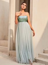 Load image into Gallery viewer, Sequin Strapless Spliced Tulle Dress - hc
