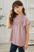 Load image into Gallery viewer, Girls Swiss Dot Smocked Flutter Sleeve
