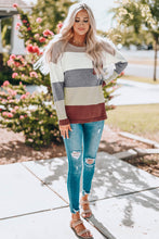 Load image into Gallery viewer, Color Block Drop Shoulder Round Neck Sweater
