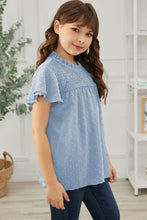 Load image into Gallery viewer, Girls Swiss Dot Smocked Flutter Sleeve
