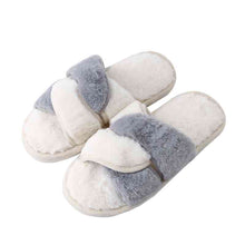 Load image into Gallery viewer, Faux Fur Twisted Strap Slippers
