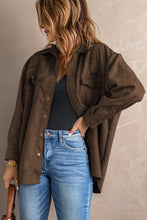 Load image into Gallery viewer, Suede Snap Front Dropped Shoulder Jacket
