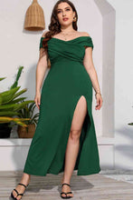 Load image into Gallery viewer, Plus Size Crossover Off-Shoulder Split Dress - hc
