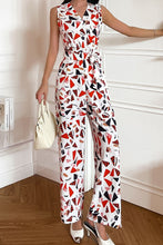 Load image into Gallery viewer, Printed Surplice Neck Sleeveless Jumpsuit
