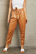 Load image into Gallery viewer, HEYSON Powerful You Full Size Faux Leather Paperbag Waist Pants
