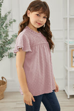 Load image into Gallery viewer, Girls Swiss Dot Smocked Flutter Sleeve
