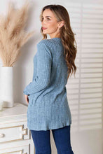 Load image into Gallery viewer, Double Take Ribbed Button-Up Cardigan with Pockets
