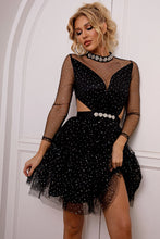 Load image into Gallery viewer, Cutout Mock Neck Mesh Dress hc
