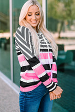 Load image into Gallery viewer, Striped Drawstring Detail Long Sleeve Hoodie
