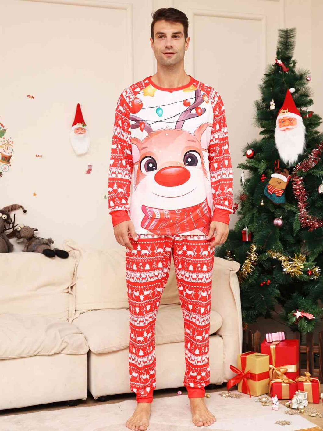 Full Size Christmas Long Sleeve Top and Pants Set - pjs