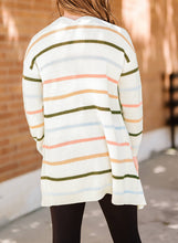 Load image into Gallery viewer, Striped Rib-Knit Open Front Pocketed Cardigan
