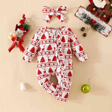 Load image into Gallery viewer, Christmas Zip Detail Ruffled Jumpsuit - pjs
