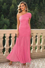 Load image into Gallery viewer, One-Shoulder Ruched Maxi Dress - hc
