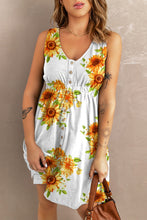 Load image into Gallery viewer, Sunflower Print Button Down Sleeveless Dress
