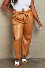 Load image into Gallery viewer, HEYSON Powerful You Full Size Faux Leather Paperbag Waist Pants
