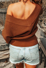 Load image into Gallery viewer, Rib-Knit Drop Shoulder V-Neck Sweater
