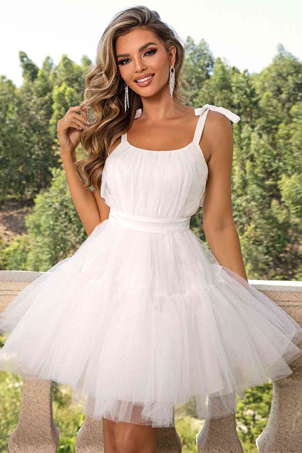 Tie-Shoulder Mesh Dress - hc