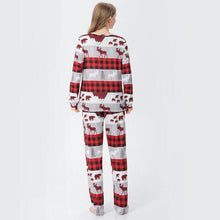 Load image into Gallery viewer, Women Reindeer &amp; Plaid Top and Pants Set - pjs
