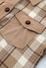 Load image into Gallery viewer, Plaid Corduroy Dropped Shoulder Jacket
