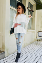 Load image into Gallery viewer, Color Block Round Neck Side Slit Sweater
