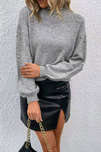 Load image into Gallery viewer, Pearl Dropped Shoulder Ribbed Trim Sweater
