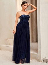 Load image into Gallery viewer, Sequin Strapless Spliced Tulle Dress - hc
