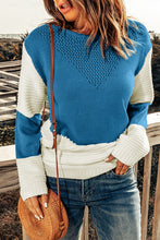 Load image into Gallery viewer, Two-Tone Openwork Rib-Knit Sweater
