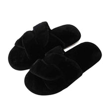 Load image into Gallery viewer, Faux Fur Twisted Strap Slippers
