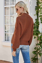 Load image into Gallery viewer, Mixed Knit Crewneck Drop Shoulder Sweater
