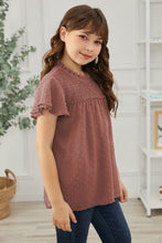 Load image into Gallery viewer, Girls Swiss Dot Smocked Flutter Sleeve
