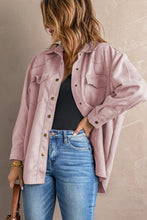 Load image into Gallery viewer, Suede Snap Front Dropped Shoulder Jacket
