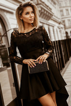 Load image into Gallery viewer, Spliced Lace High-Low Long Sleeve Dress - hc
