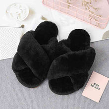 Load image into Gallery viewer, Faux Fur Crisscross Strap Slippers
