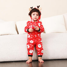 Load image into Gallery viewer, Santa Print Hooded Jumpsuit - pjs
