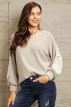 Load image into Gallery viewer, Sew In Love Full Size Lace Patch Detail Sweater
