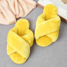 Load image into Gallery viewer, Faux Fur Crisscross Strap Slippers
