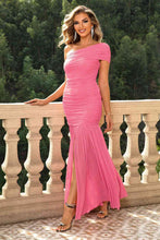 Load image into Gallery viewer, One-Shoulder Ruched Maxi Dress - hc
