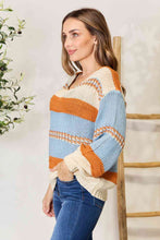 Load image into Gallery viewer, Woven Right Color Block Scoop Neck Sweater
