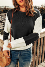 Load image into Gallery viewer, Two-Tone Openwork Rib-Knit Sweater
