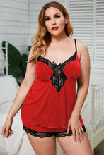 Load image into Gallery viewer, Lace Trim Plus Size Pajamas Set lingerie
