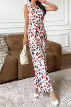 Load image into Gallery viewer, Printed Surplice Neck Sleeveless Jumpsuit
